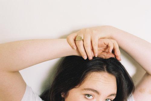 Lucinda Barrett Hold my hand signet ring Bronze