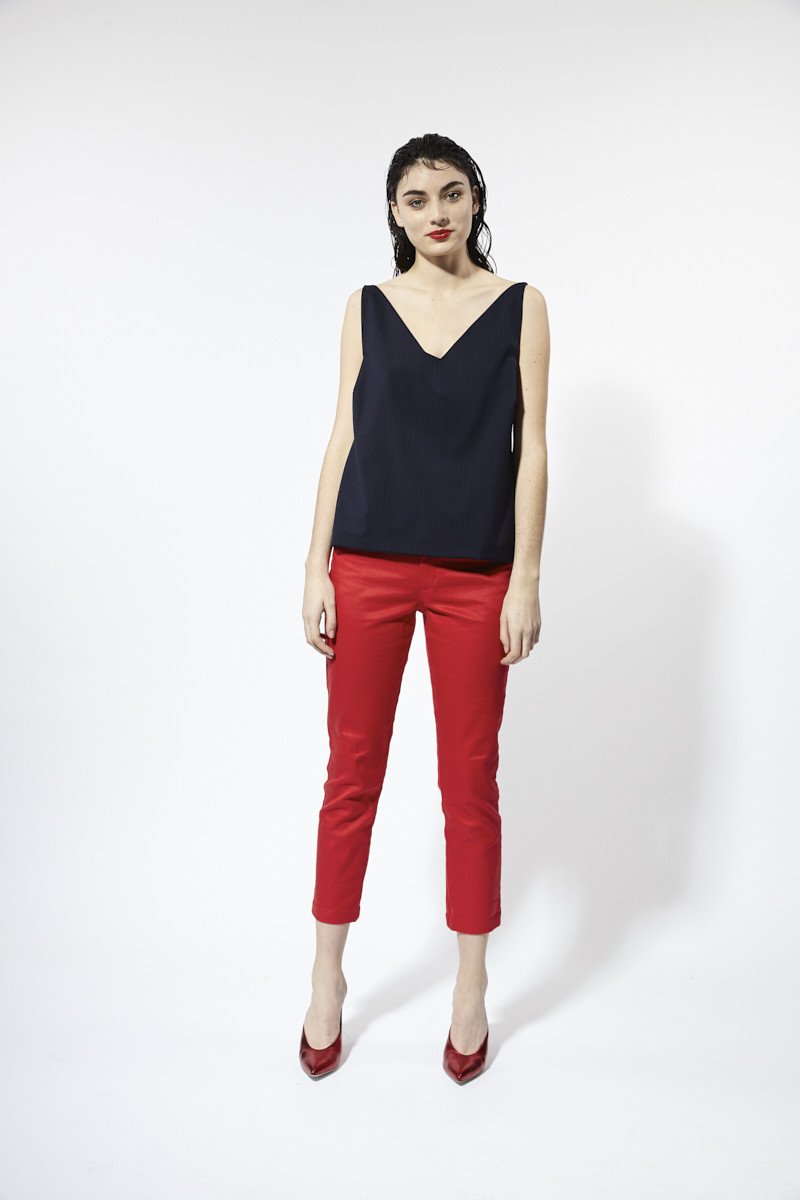 Houston Cami Navy Pinstripe