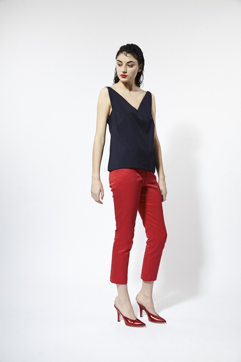 Houston Cami Navy Pinstripe