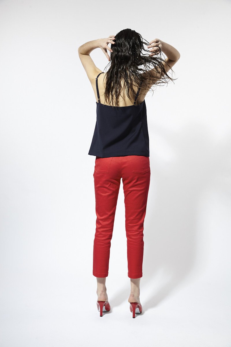 Houston Cami Navy Pinstripe