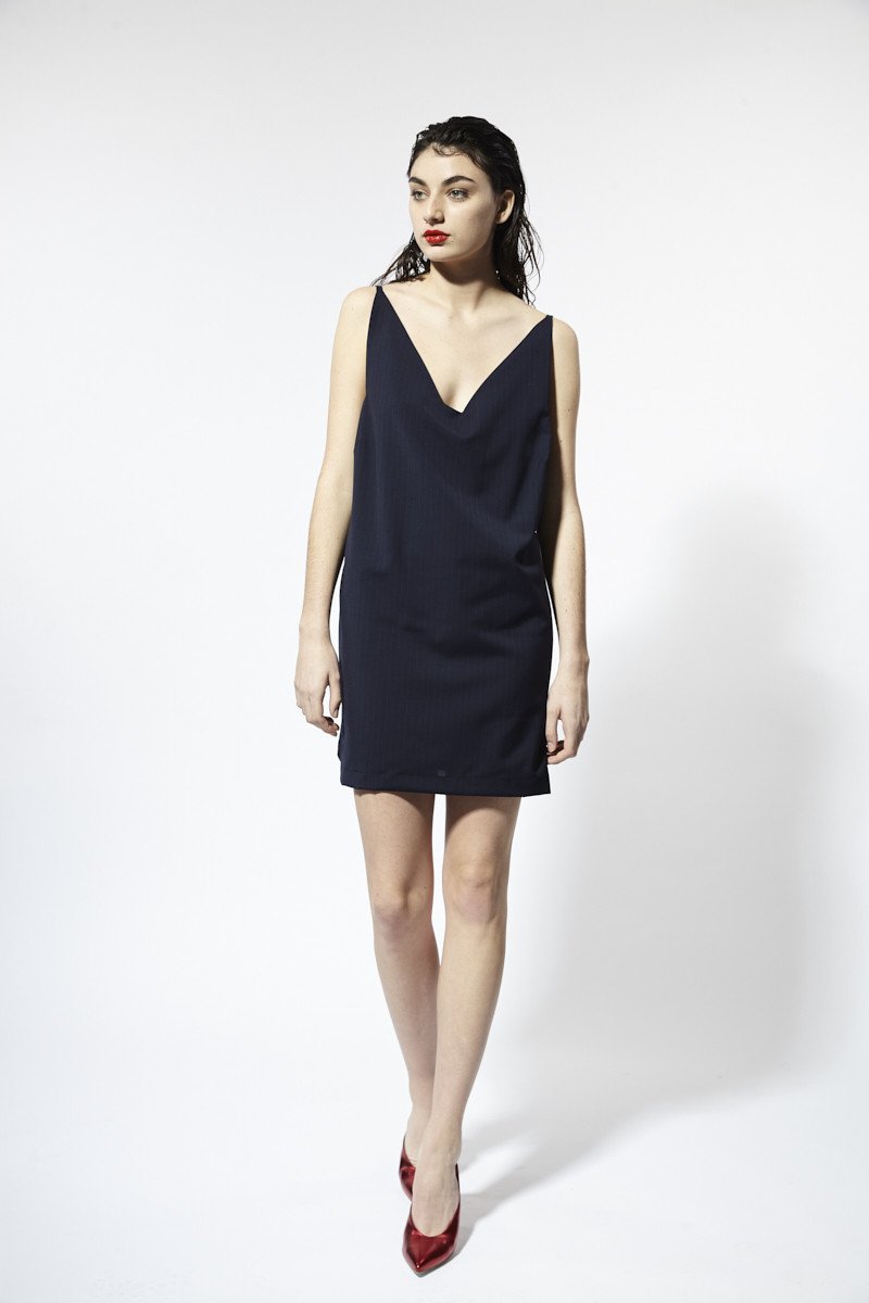 Friends Dress Navy Pinstripe