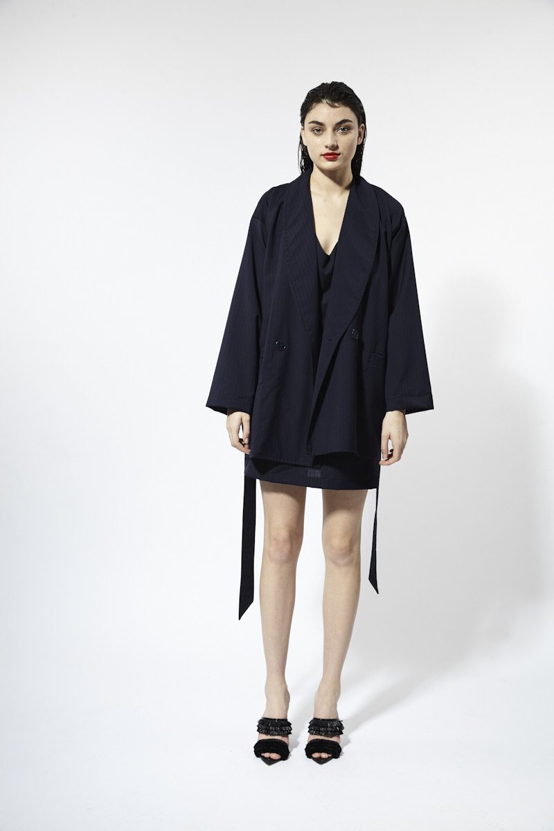 Friends Dress Navy Pinstripe