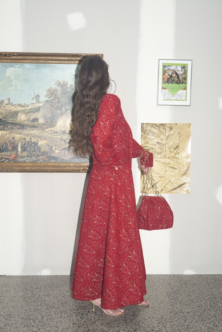 Red Choir Coat Frock Wool Brocade