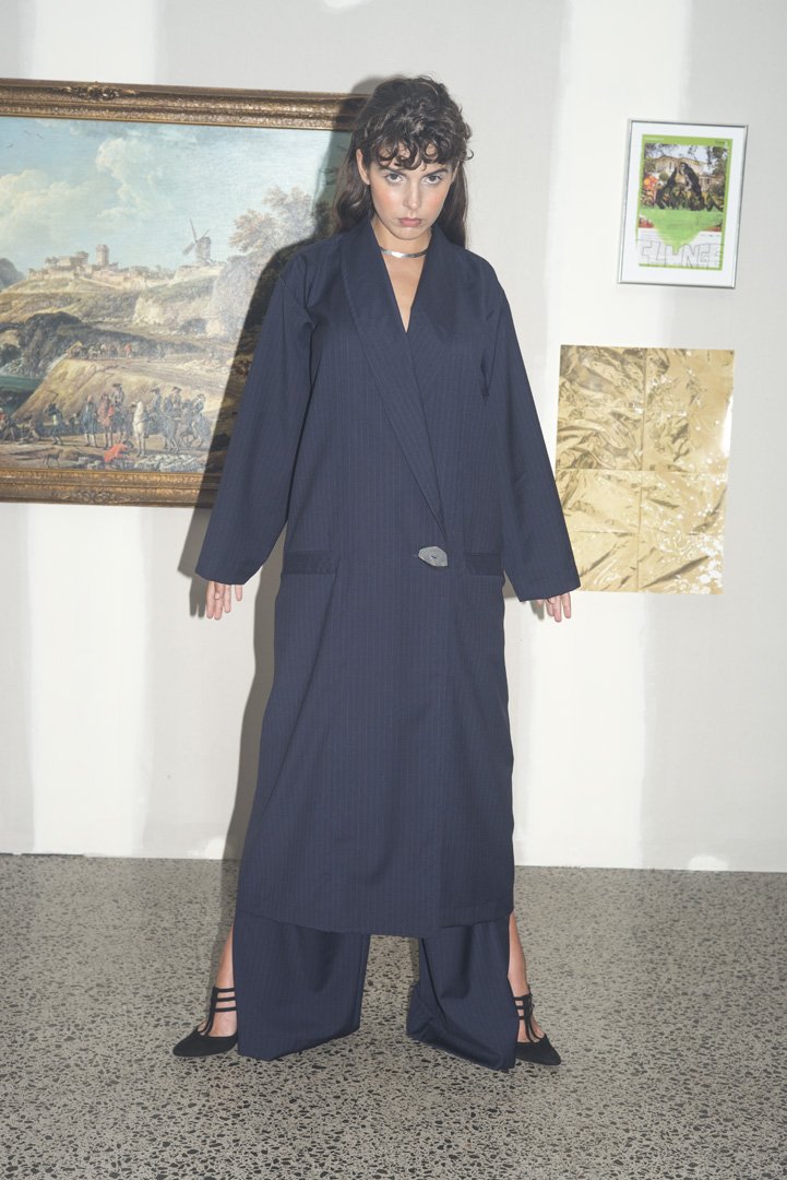 Rude Boi Coat Navy Pinstripe