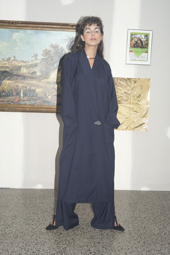 Rude Boi Coat Navy Pinstripe