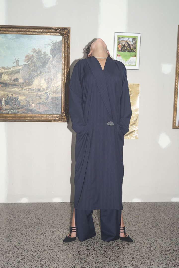 Rude Boi Coat Navy Pinstripe