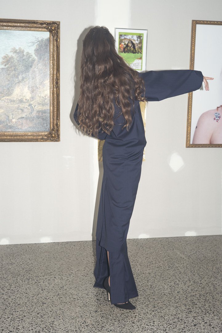 Blonde Ambition Trousers Navy Pinstripe