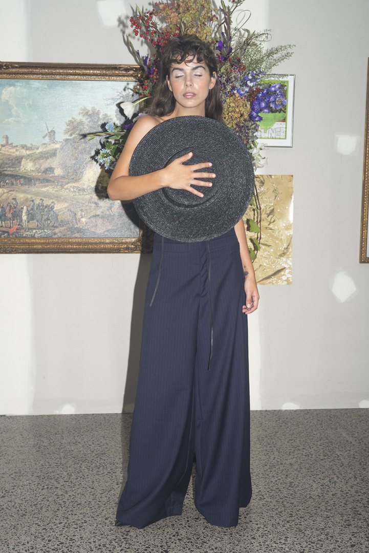 Blonde Ambition Trousers Navy Pinstripe