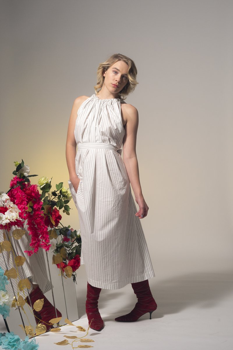 Little Wonder Dress Cotton Pinstripe