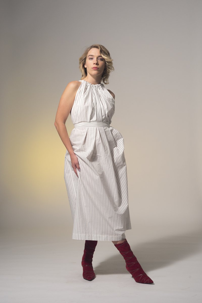 Little Wonder Dress Cotton Pinstripe