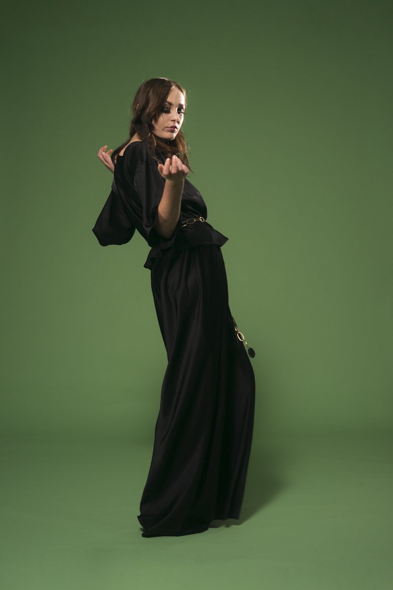 Angelica Blouse Black Gloss