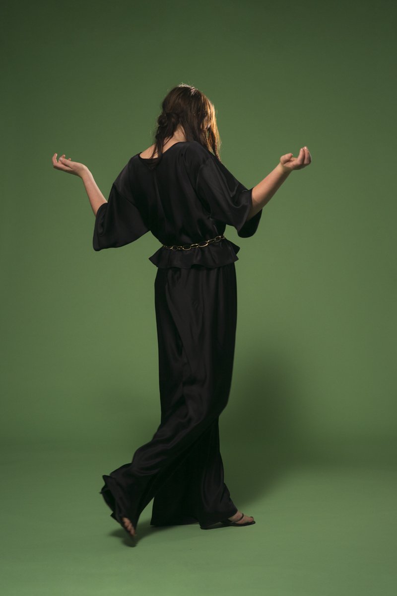 Angelica Blouse Black Gloss