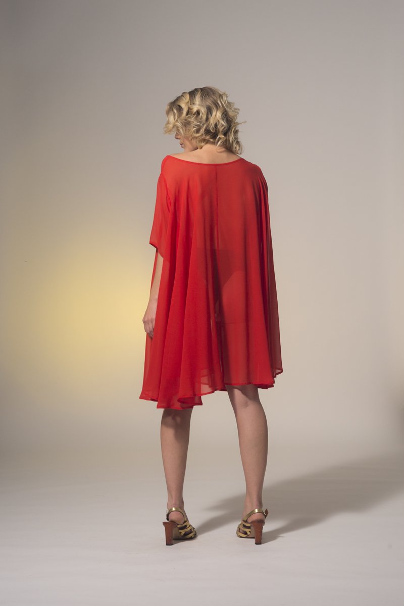 Rise Dress Sheer Red