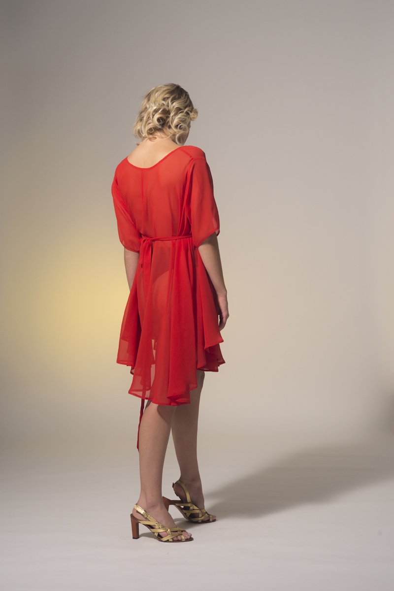 Rise Dress Sheer Red