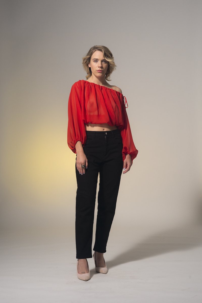 Rosebud Top Sheer Red