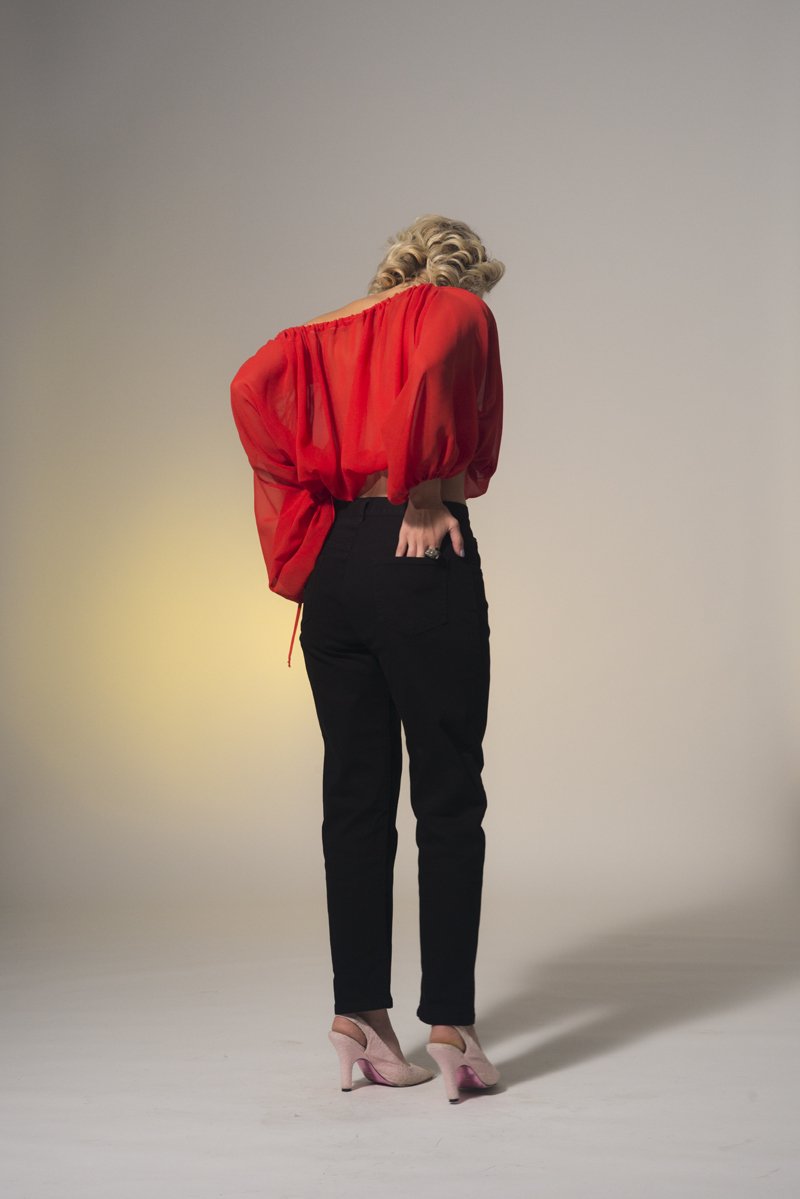 Rosebud Top Sheer Red