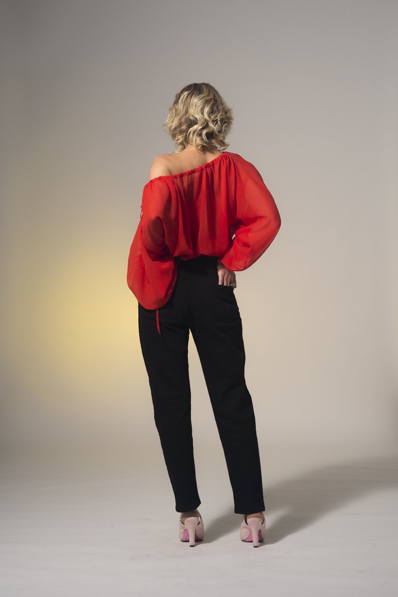 Rosebud Top Sheer Red